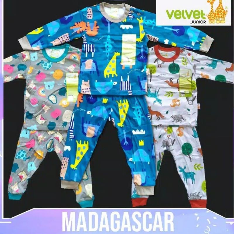 ECER!! VELVET Setelan Bayi Lengan Panjang SNI Piyama Bayi Kancing Pundak Ukuran S - XXL