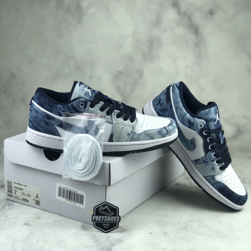 Sepatu Nike Air Jordan 1 Low Washed Denim Blue