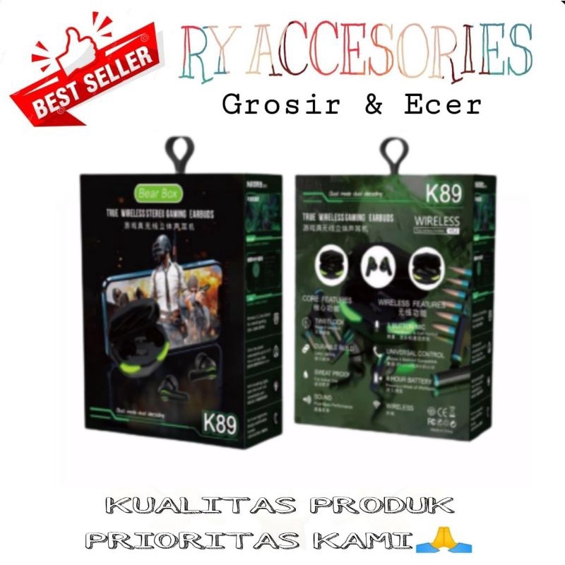 MM - Earphone Bluetooth K89 TWS Good Sound / Headset Wireless TWS K-89