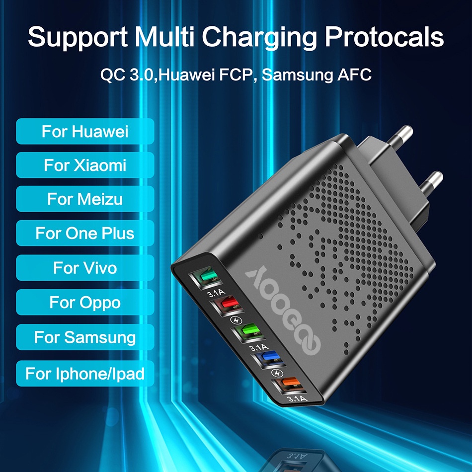 Original 5 Port Quick Adapter Charger 3.1A Fast Charging 5 USB