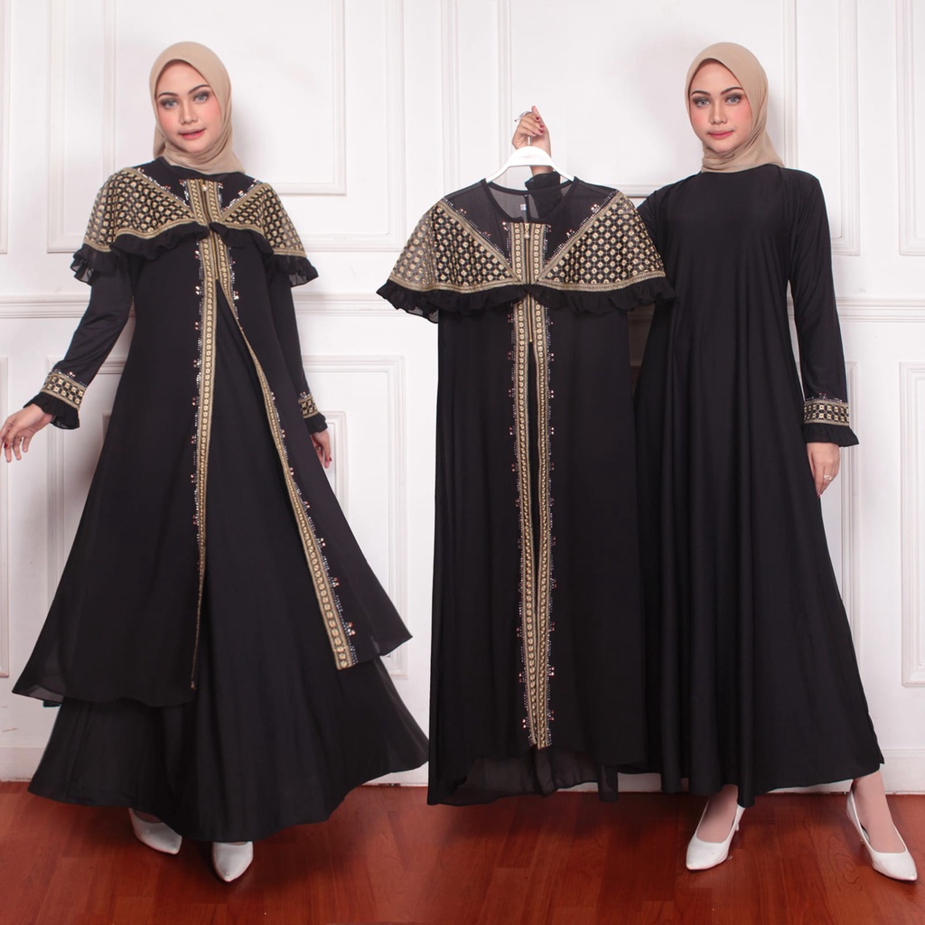 Zelyni Fashion Gamis Set Inner dan Outer Terbaru 1 Set Abaya Turki