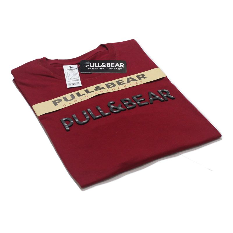 KAOS PRIA PULL AND BEAR FLOKING / TIMBUL ORIGINAL PREMIUM HIGH QUALITY BAJU KAOS DISTRO PRIA LENGAN 