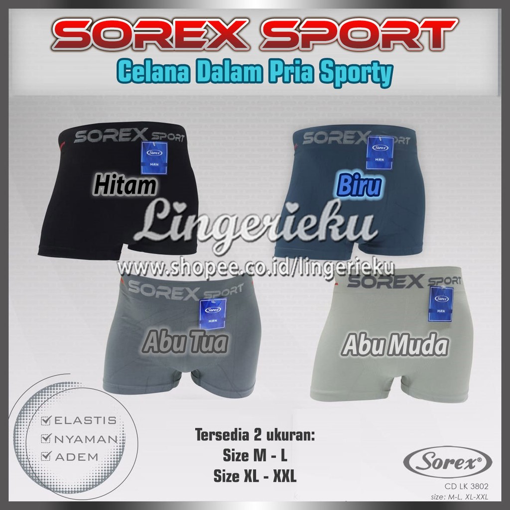 Sorex 3802 CD Celana Dalam Boxer Pria Sorex Sport Best Seller