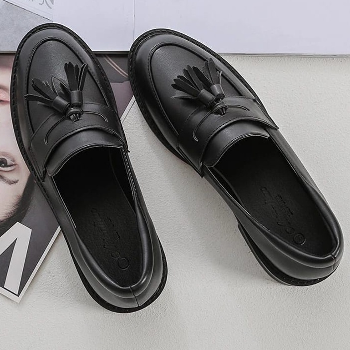 fakhrieshop- SEPATU LOAFERS STYLE RUMBAI TWO / SEPATU WANITA BLACK DOF PREMIUM 903