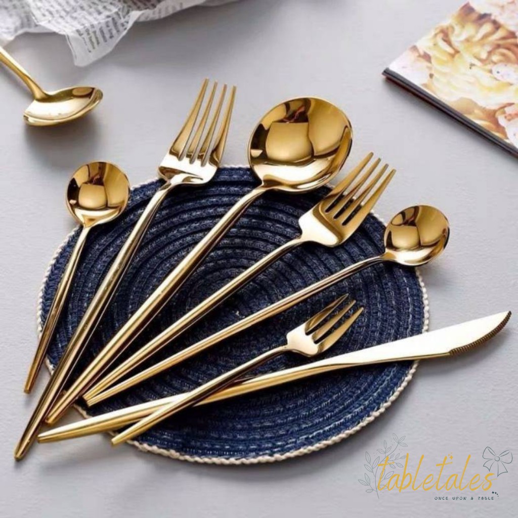 Sendok Garpu Gold / Gold Cutlery / Alat makan korea / Sendok Sujeo / Sendok Stainless Gold