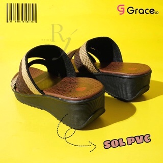 GRACE [BIOZA BAN 3M] Sandal Cewek Turki/ Sendal Hak Wanita Turkey Slop/ Sandal Wedges Slop Cewek