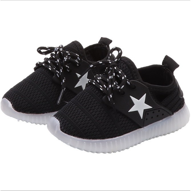 Sepatu kets olahraga anak import motif bintang LED