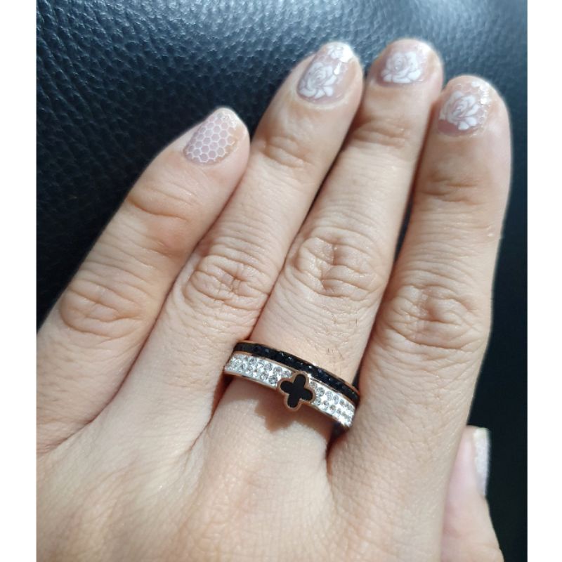 Cincin Titanium Asli Rosegold Mata Kilau Premium Quality Anti karat anti alergi Ring Stainless steel 7919
