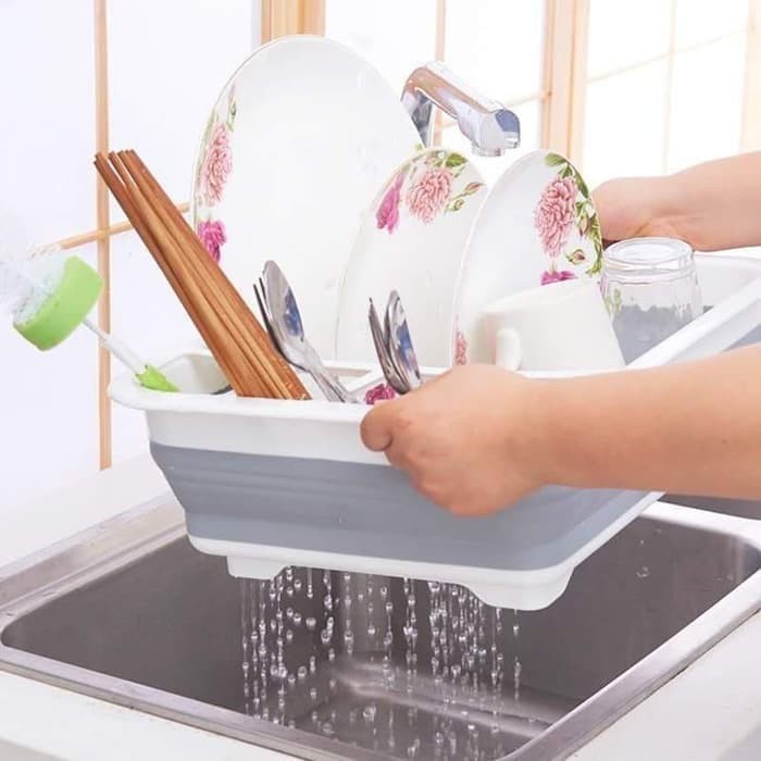 Dish drainer Rak Pengering ALAT DAPUR PIRING SENDOK MANGKOK KITCHEN TOOLS BASKOM LIPAT PORTABLE SET