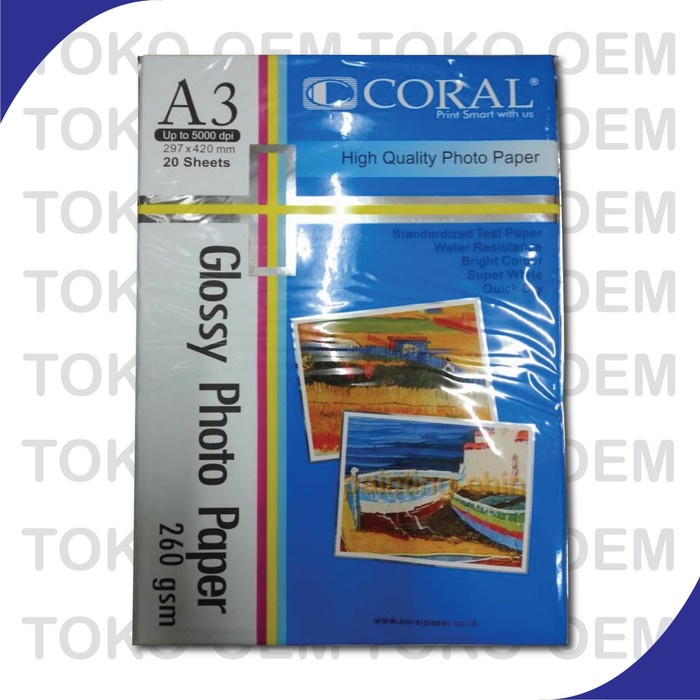 

Senikertas- Glossy Photo Paper Coral A3 260Gsm -Kertas-Seni.