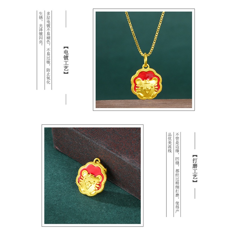 Kalung Emas Emas Asli Kadar 375 Dengan Liontin Harimau 3D Untuk Pria Dan Wanita