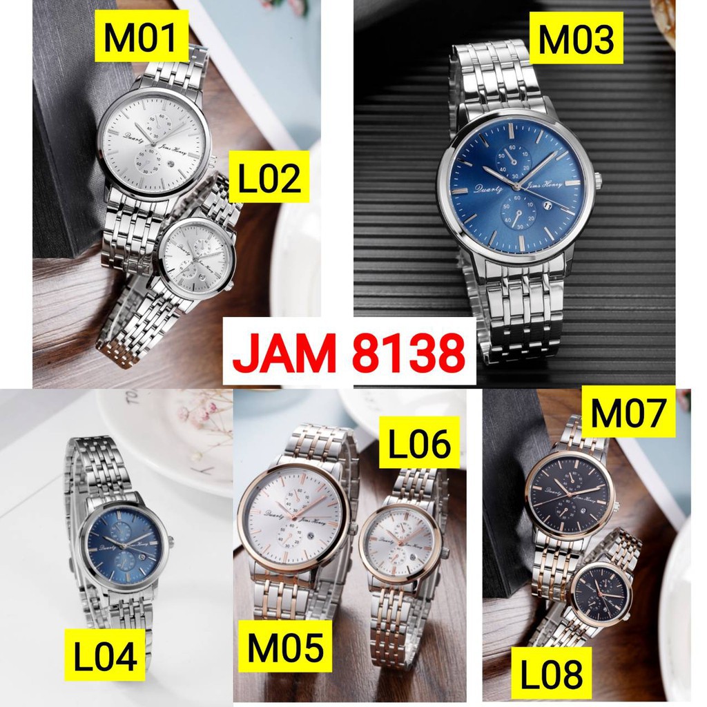 Jims Honey Jam Tangan 8138 Couple Pasangan Pria Wanita Analog Quartz Murah Branded Elegan JH