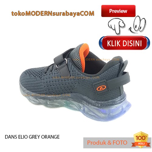 DANS ELIO GREY ORANGE Sepatu Anak Sepatu Sneakers Ringan