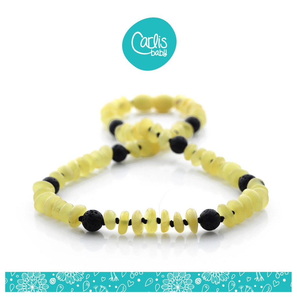 AG12 KALUNG AMBER TUMBUH GIGI DENGAN LAVA STONE BY CARLIS BABY
