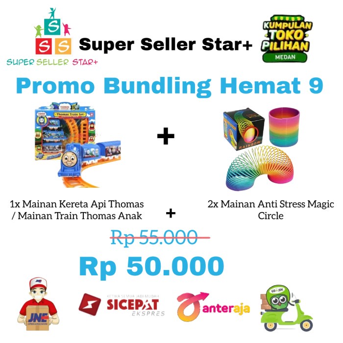 BUNDLING 9 Kereta Api Thomas(1pcs)+ Anti Stress Magic Circle (2pcs)
