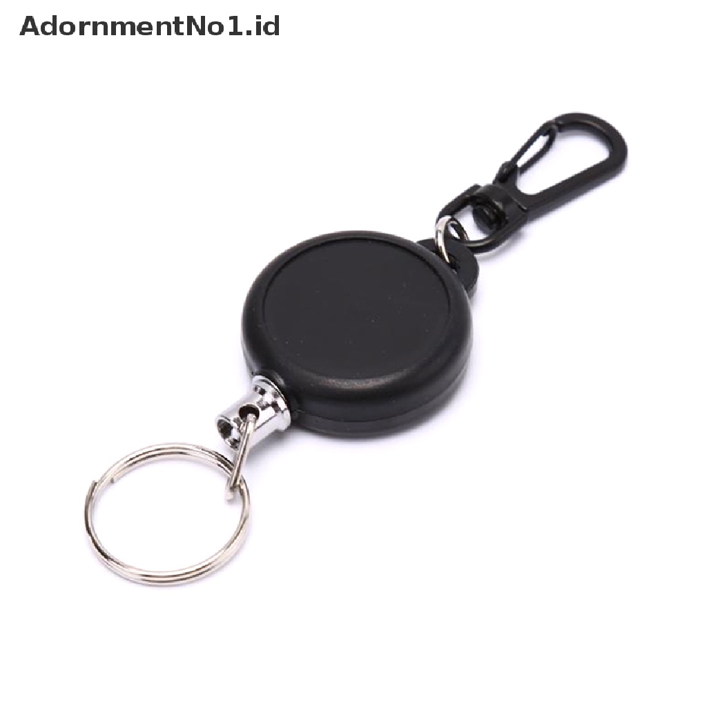 (AdornmentNo1) 1pc Gantungan Kunci Holder Kartu ID / Badge Retractable 60cm Warna Hitam