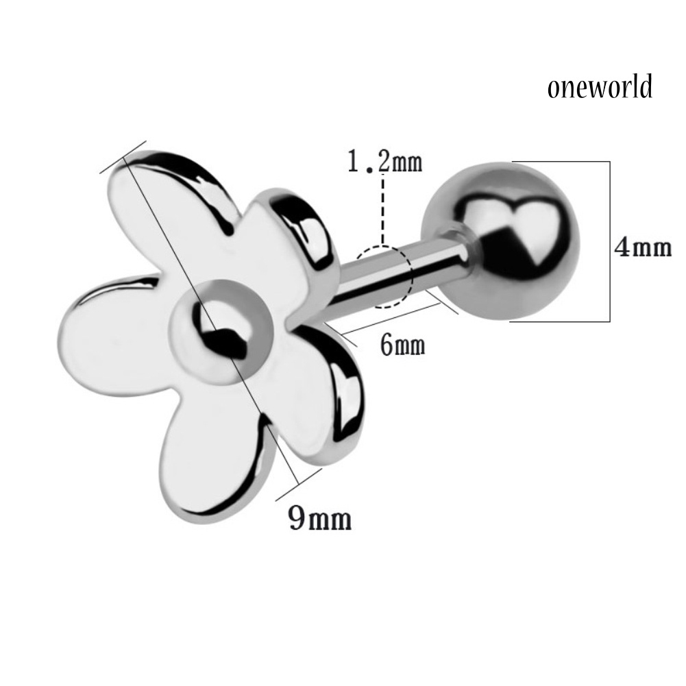 OW# 4Pcs/Set Women Cubic Zirconia Flower Ear Studs Earrings Piercing Helix Jewelry