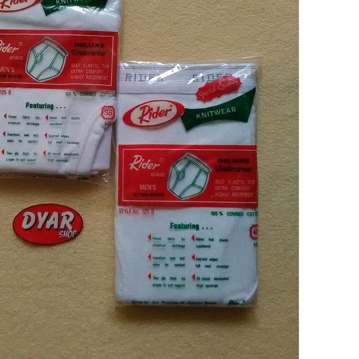 ✧ CD RIDER / Celana dalam pria putih salur polos - CELANA DALAM Rider Putih IV L - Q ✰