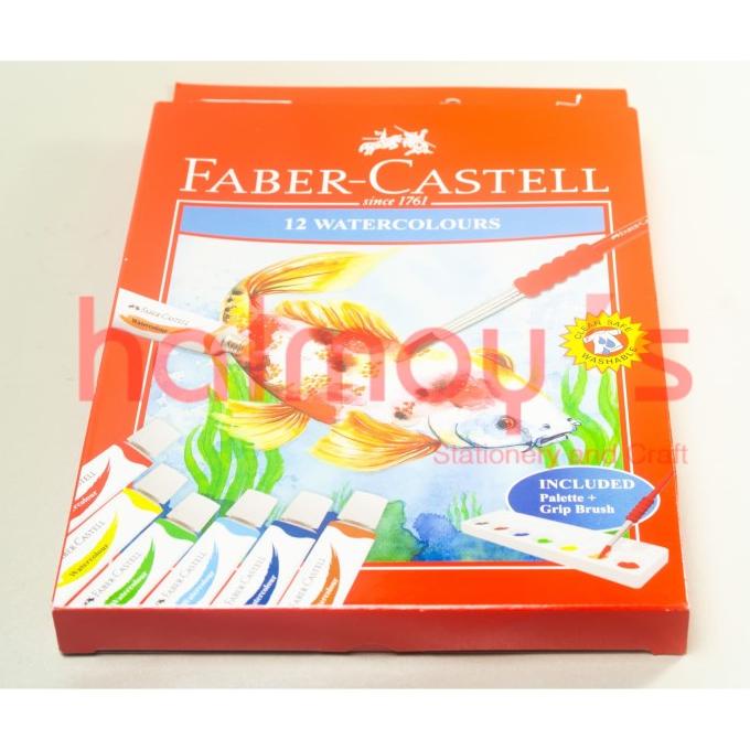 

[COD] CAT AIR / WATER COLOUR FABER CASTELL 12 WARNA + KUAS + PALLETE TERJAMIN Kode 130