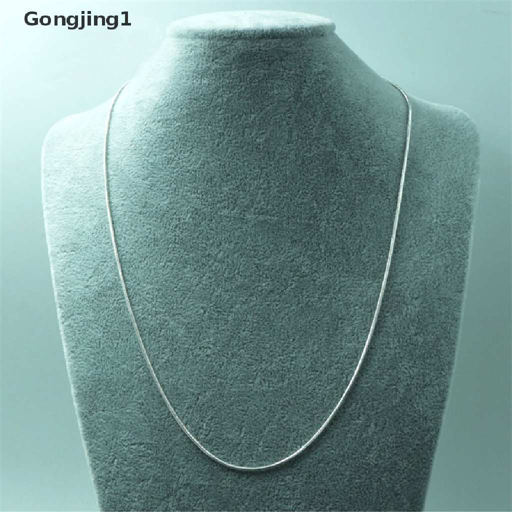 Gongjing1 Kalung Choker Rantai Ular Panjang 16-28 &quot;(40-80cm) 1mm Warna Silver Untuk Wanita