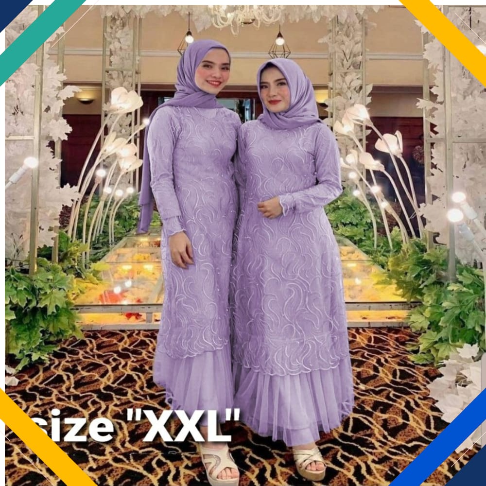 MAXY GERALDINE JUMBO LILAC Kekinian Gamis 0100 Premium TLD Baju Gamis Wanita Terbaru