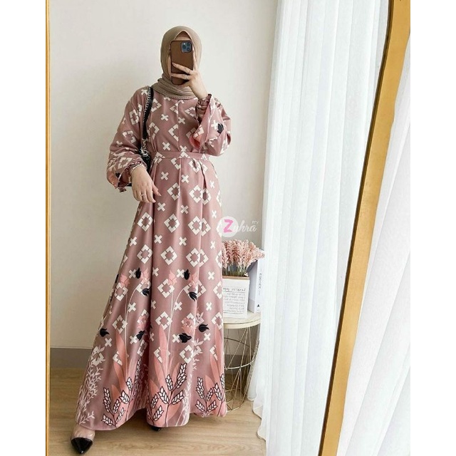 DRESS AZZAHRA GAMIS LEBARAN BUSUI FRIENDLY FASHION WANITA MUSLIM PUSAT GROSIR BAJU MURAH BANDUNG COD