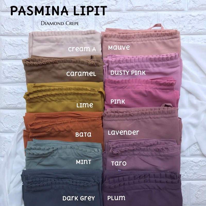 PASMINA LIPIT TALI DIAMOND CREPE / HIJAB JILBAB PASHMINA KCB GEORGETTE INSTAN MURAH