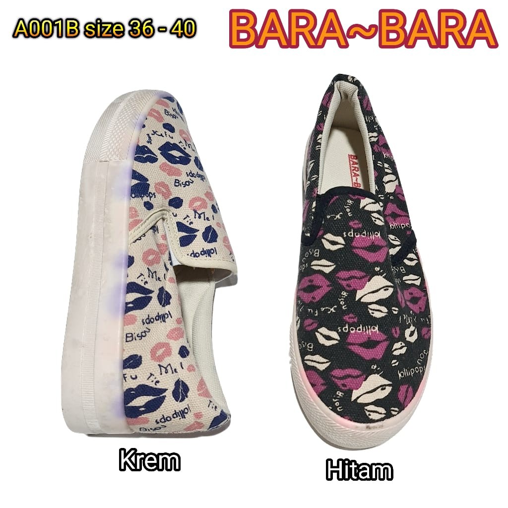 sepatu slip on bara bara wanita import barabara a001b