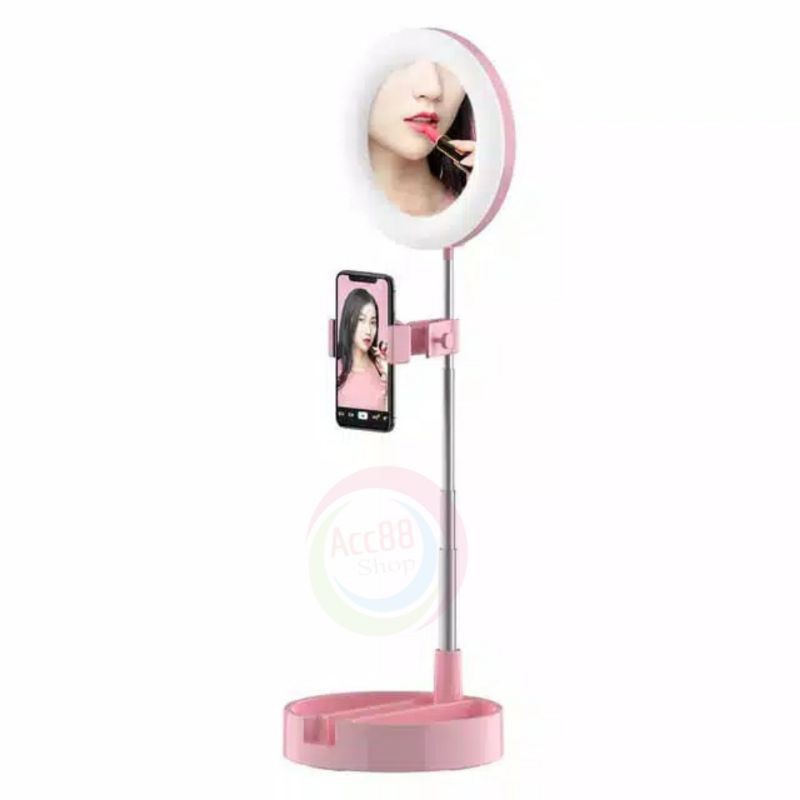 Live beauty Lamp D1,D2,dan D3 Make up Mirror Ring Light Phone Holder Kaca