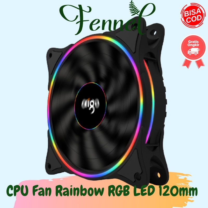 Kipas CPU Fan Cooler Cooling Case Rainbow RGB LED 120mm