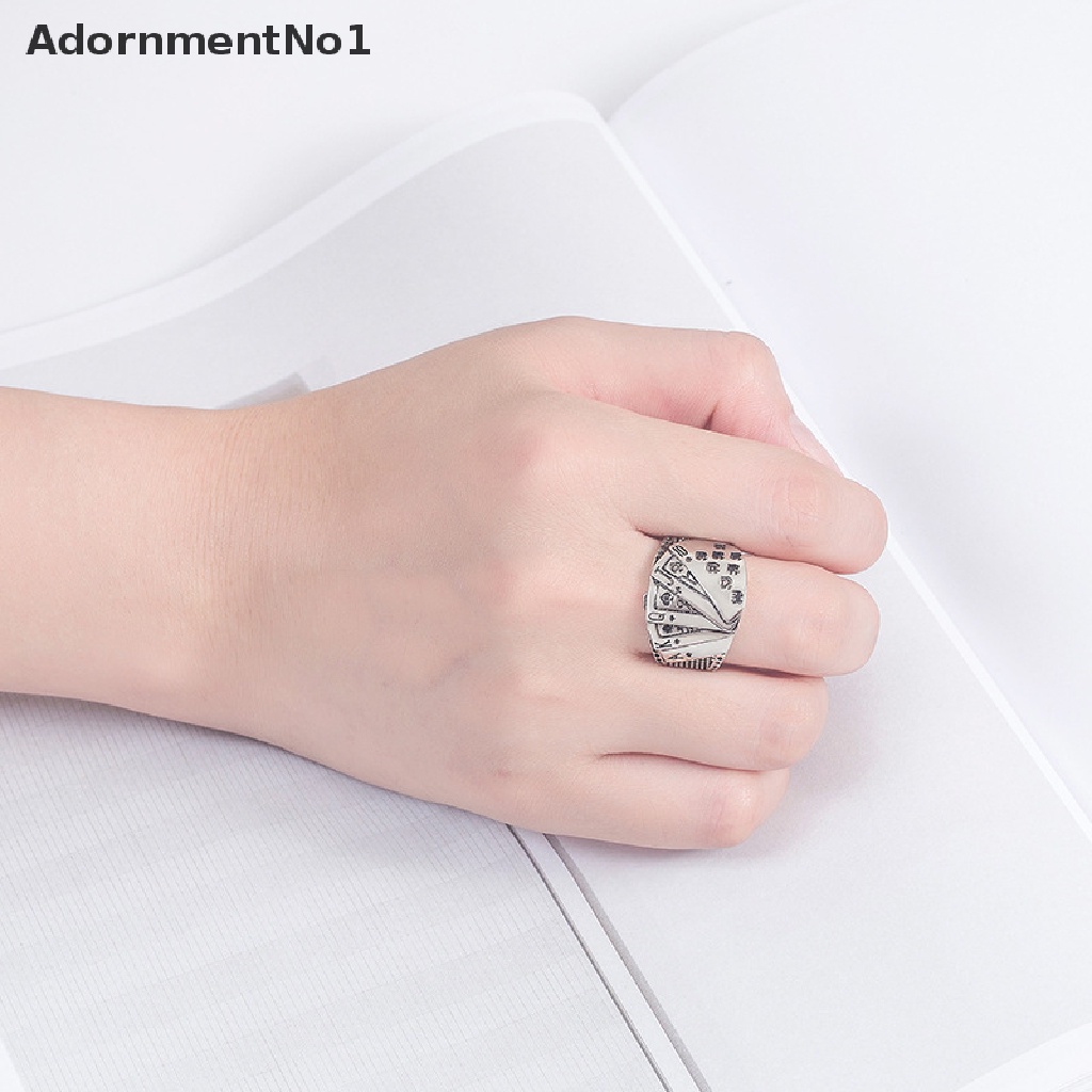 (AdornmentNo1) Cincin Gaya Punk Gothic Motif Kartu Poker Warna Silver Untuk Perhiasan Wanita / Hadiah