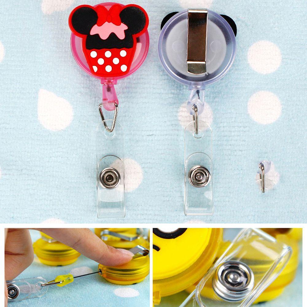 [Elegan] Retractable Badge Reel Siswa Silikon Perawat Dokter Kartun Card Holder Mickey Minnie Name Card Holder