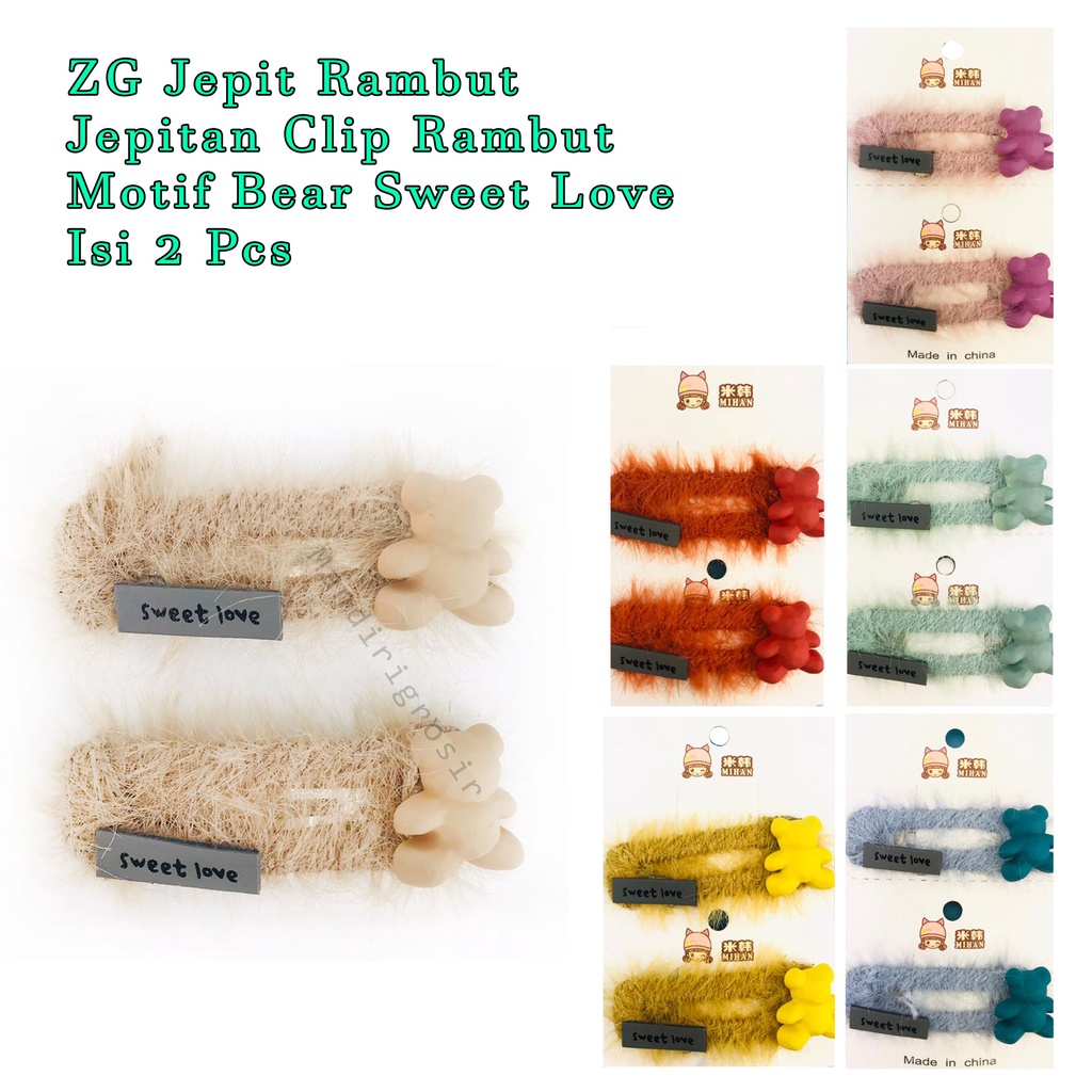 Jepit Clip Rambut *ZG Jepit Rambut*Motif  Imut *Aksesorias Rambut Isi 2 Pcs