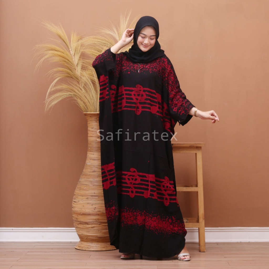 Kaftan jumbo muslim batik wanita - Merah