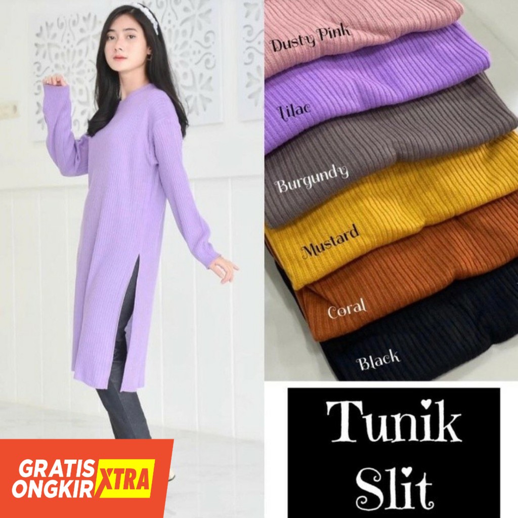 Tunik Rajut / Tunik Belah Rajut / Tunik Premium / Karenina Tunik Knit Termurah / Tunik Rajut Nyaman