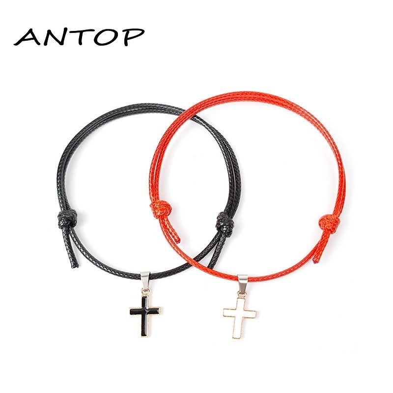 2 Pcs Gelang Couple Tali Lilin Untuk Persahabatan/bestie Pasangan Cross ANTOP