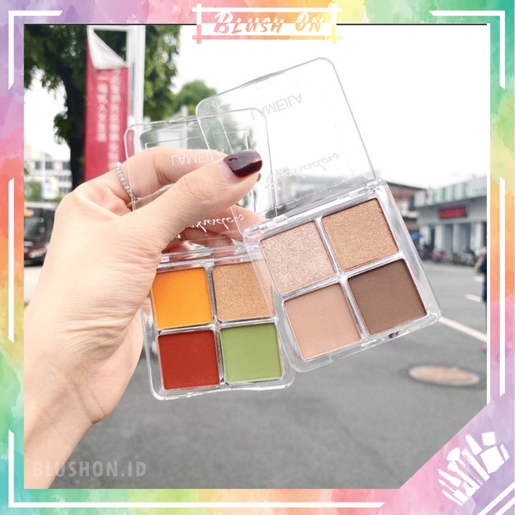 LAMEILA 4 Color Eyeshadow Waterproof Disk Pallete 4 Warna Kombinasi Glitter Tahan Lama Tahan Air 3049