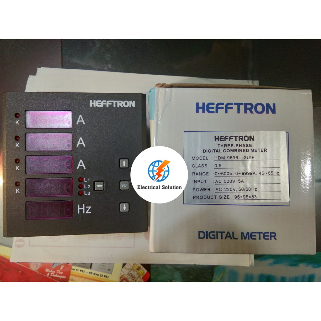 HEFFTRON DIGITAL METER AMPERE VOLT HZ 96x96