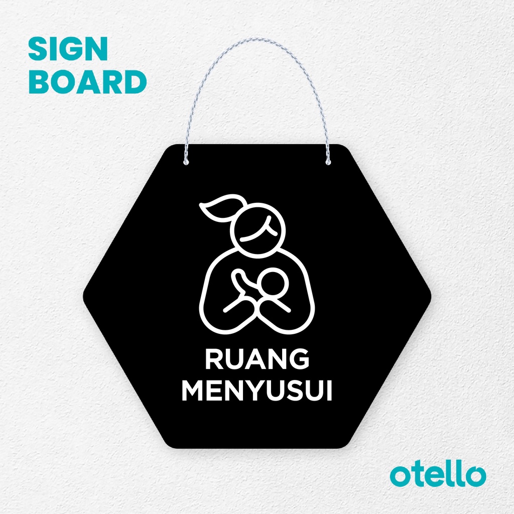 Otello Signage Ruang Menyusui Signage Board Acrylic Papan Gantung Akrilik Rantai Petunjuk Toko Modern Minimalist Kafe Restoran Kantor Gedung Cafe