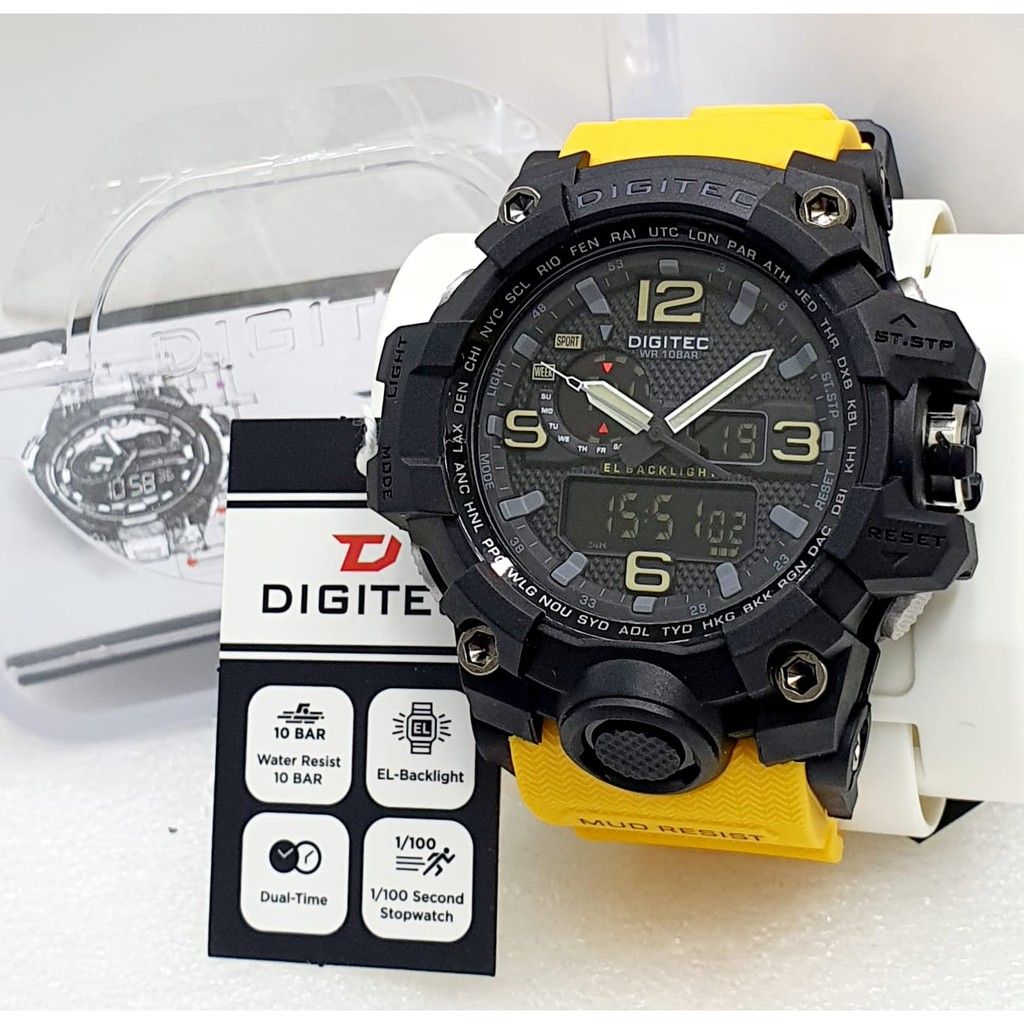 Jam Tangan Pria Digitec Original Dueltime 21504CT Tali Rubber