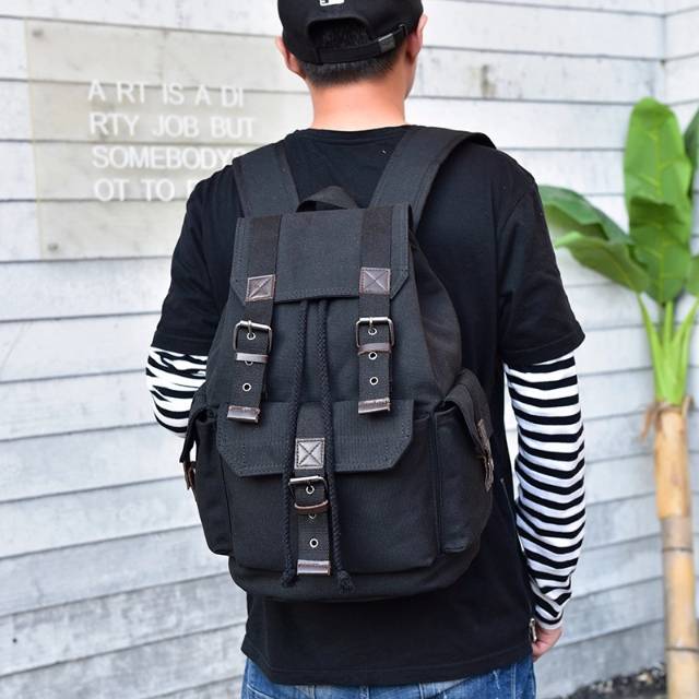 Tas Ransel Kanvas Canvas Pria Import Backpack