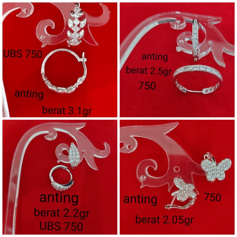 anting emas asli kadar 750 model jepit mas putih