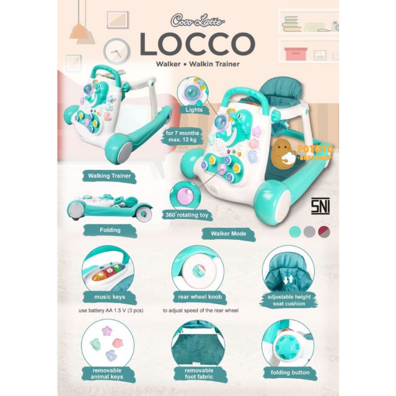 Cocolatte Locco 2in1 Baby Walker - push walker