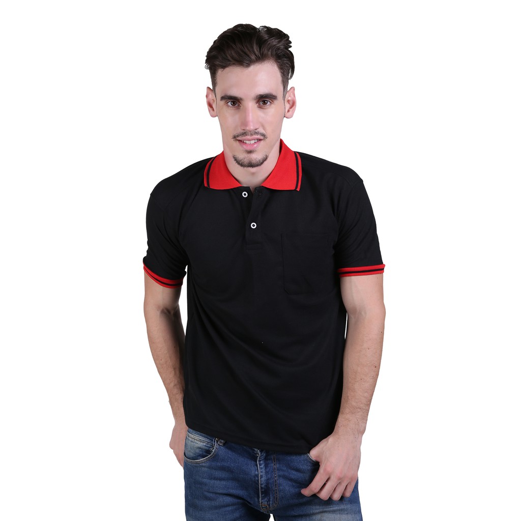 BAJU KAOS KERAH POLO SHIRT PRIA POLOS HITAM LACOST/POLO/HAMMER/PERRY