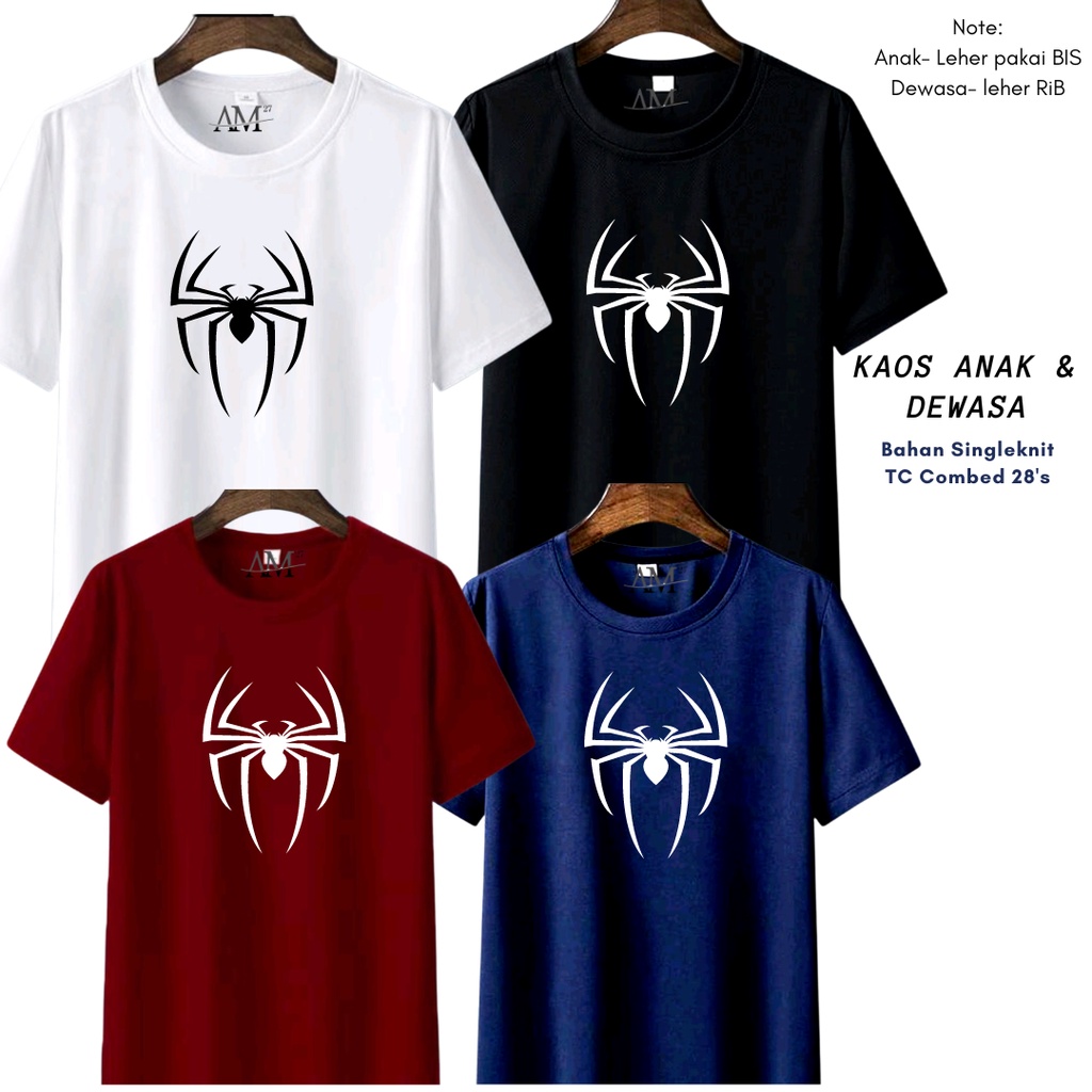 KAOS ANAK COWOK 3-12 TAHUN - REMAJA - DEWASA SPIDER-LABA 12WARNA