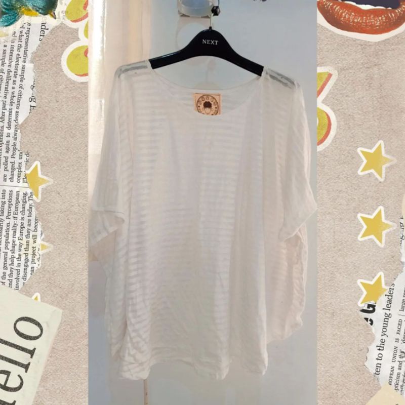 Blouse model sayap  transparan murah // outer white // import