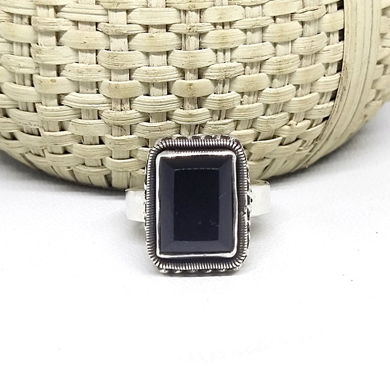 Cincin Ring Perak Silver Bali Asli 925 kotak bun bun asli batu akik black onyx