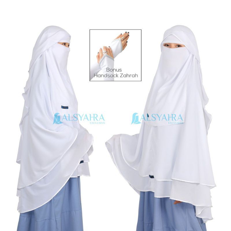 Set Khimar Niqab Butterfly Walimah Sifon Premium Alsyahra Exclusive