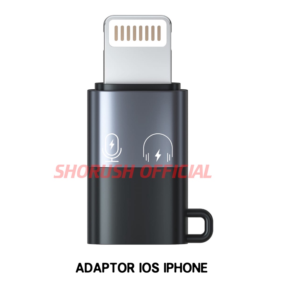 Shorush Adaptor Type C ke Micro USB IOS Ligtning USB Microphone Adapter