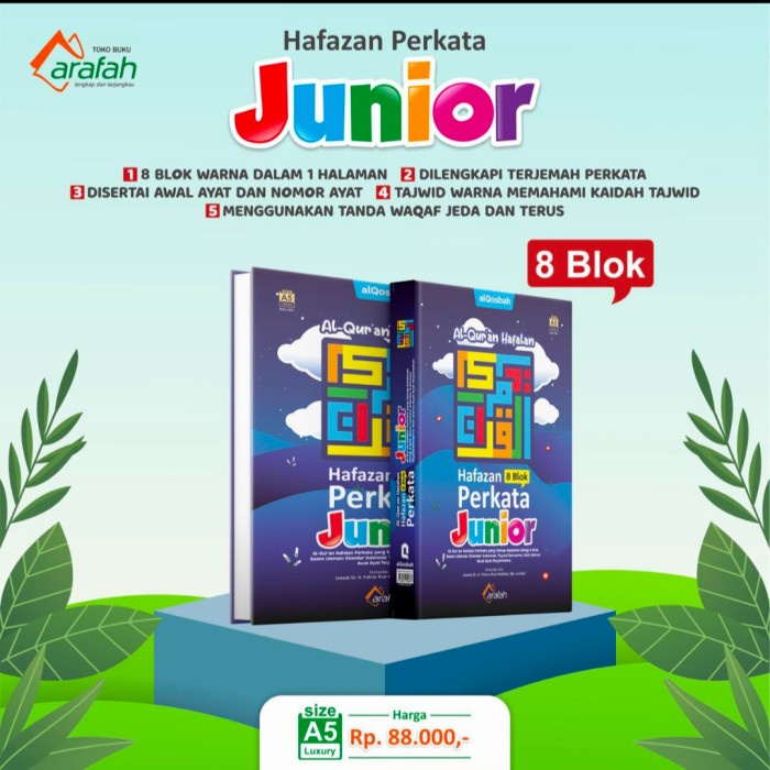Hafazan junior alquran hafalan perkata mudah untuk anak 8 blok warna